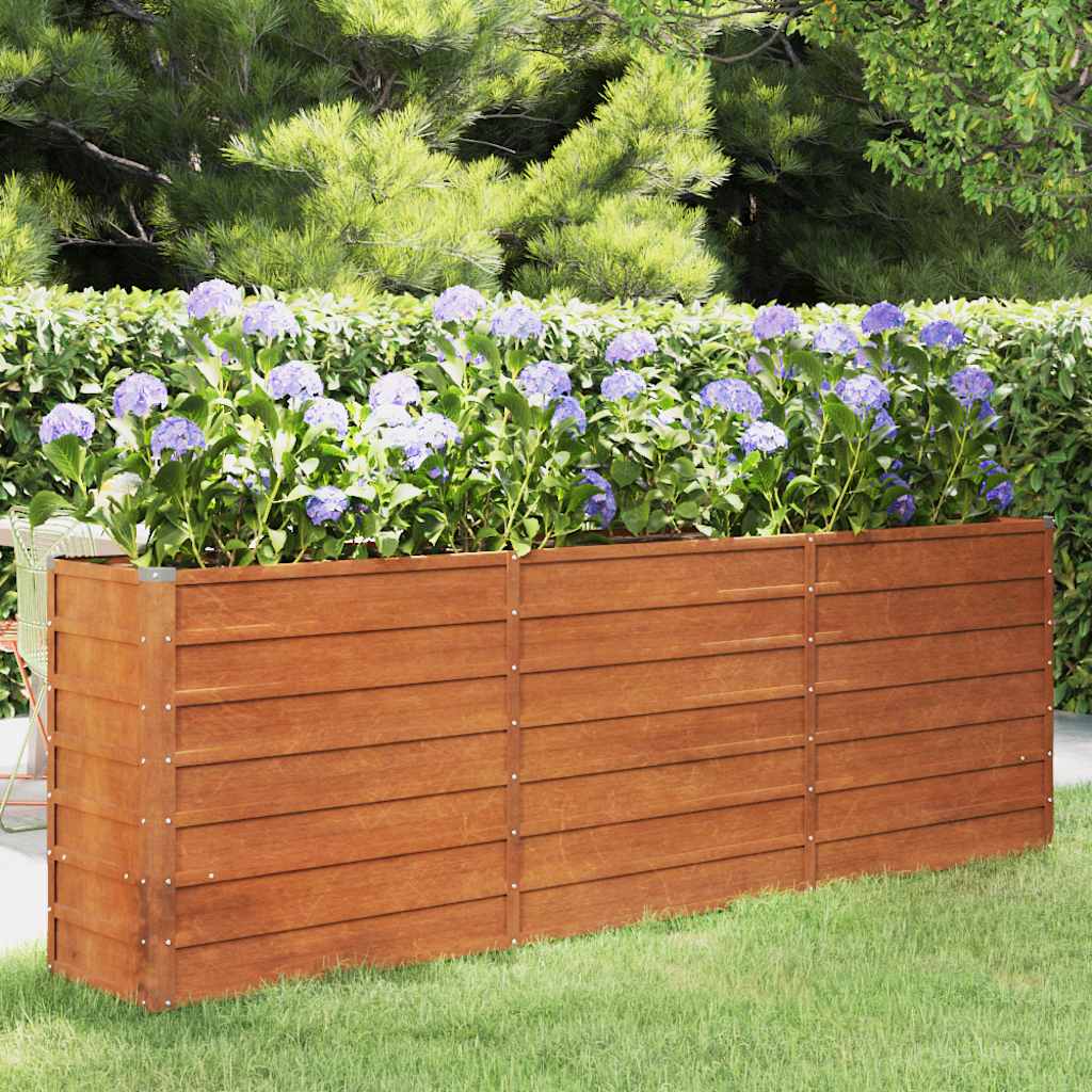 Arriate Oxidado De Acero Corten 240x40x77 Cm_1