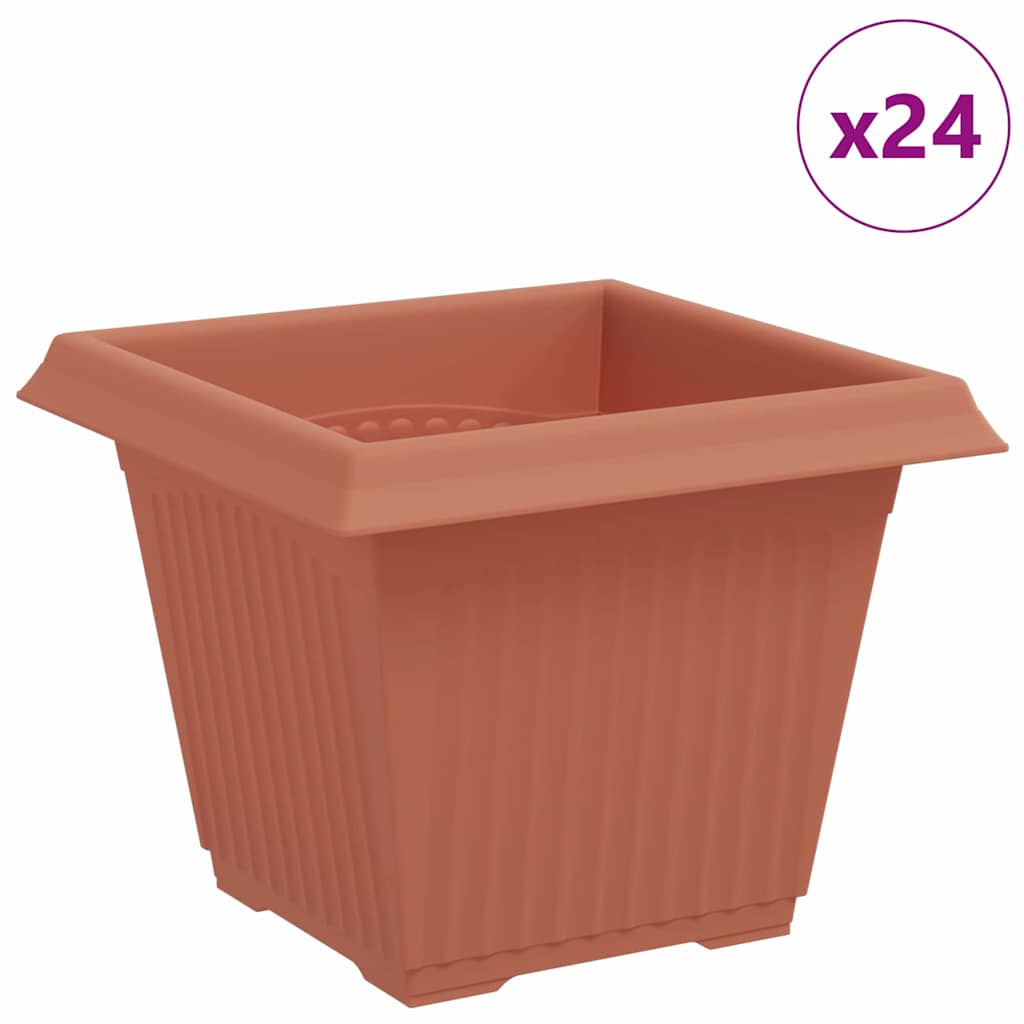 Maceta Cuadrada Para Flores 24 Uds. Rojo Ladrillo Plástico_0