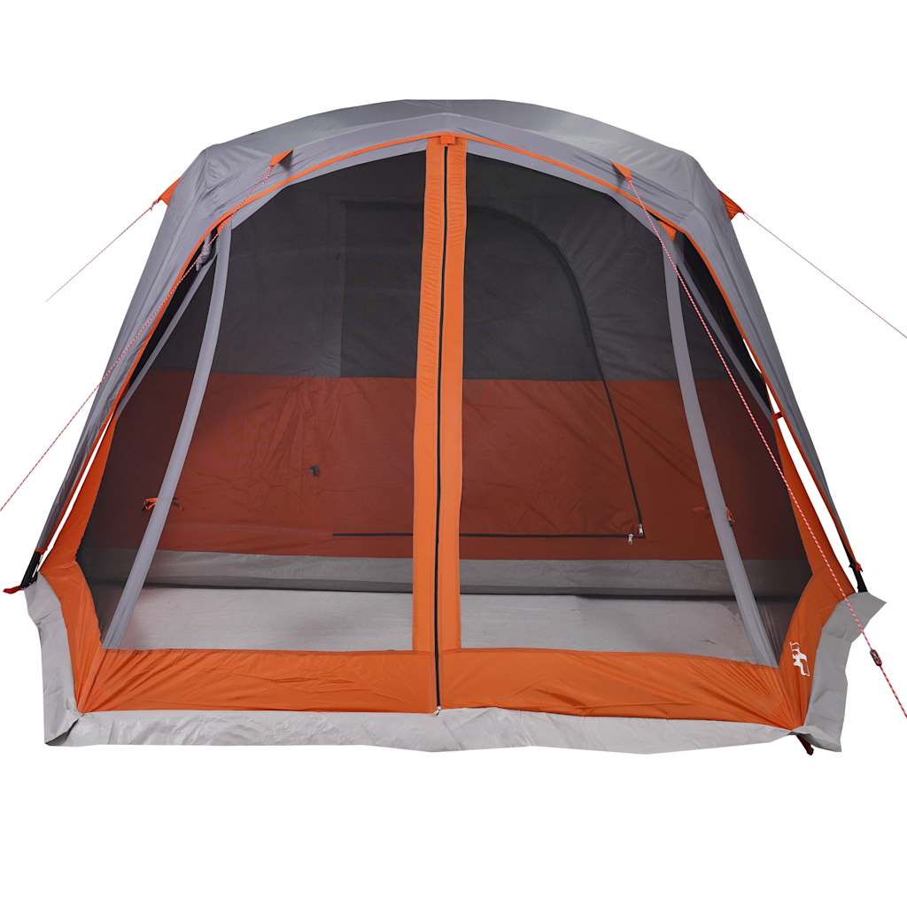 Tienda Familiar Con Porche 4 Personas Impermeable Gris Naranja_5