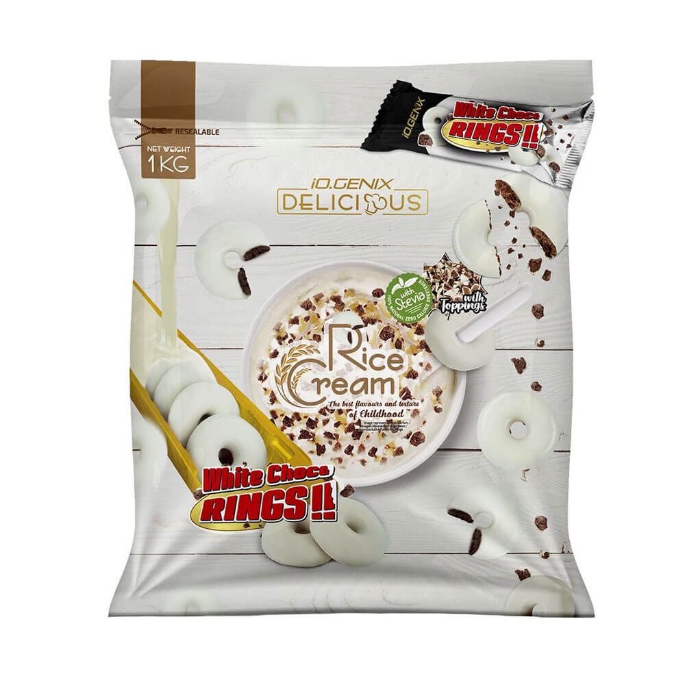 Rice Cream (crema De Arroz) - 1kg - Chocolate Blanco Con Choco Rings - Harina De Arroz - Io.genix_0