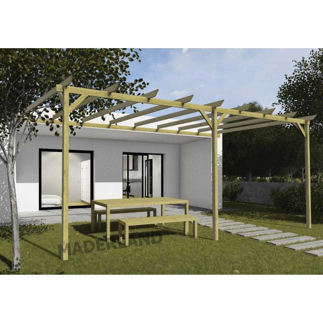 Pérgola anexa em madeira maciça Zamora Maderland