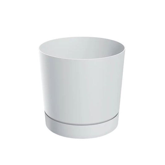 Vaso de flores puro com pires integrado, branco, P 18 x 18