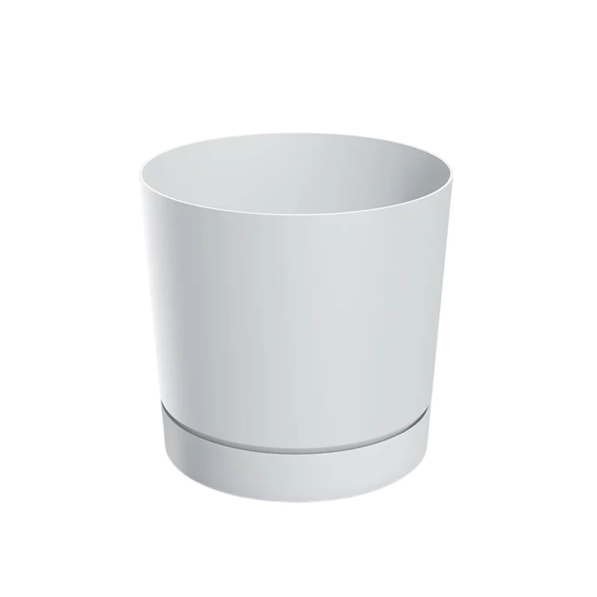 Vaso de flores puro com pires integrado, branco, D 20 x 20