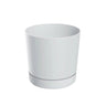 Vaso de flores puro com pires integrado, branco, D 20 x 20