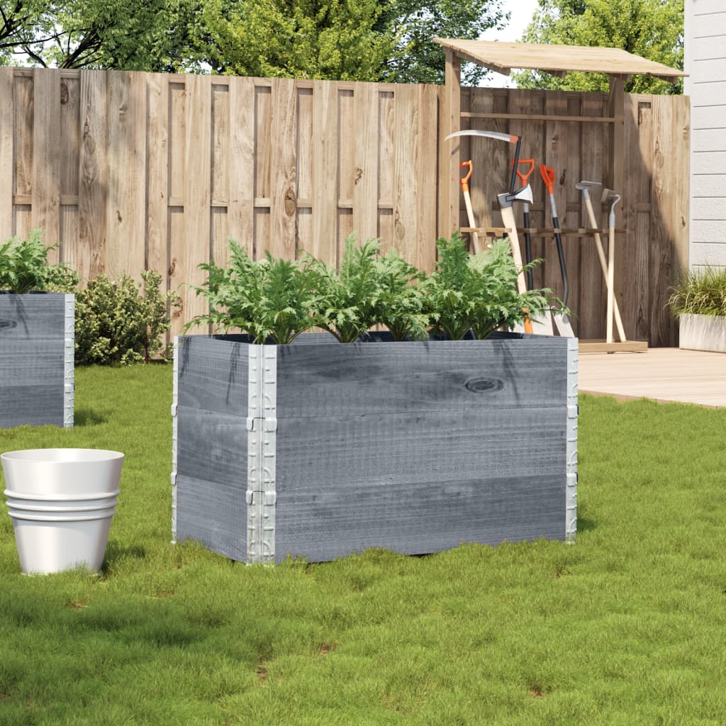 Jardinera De Madera Maciza De Pino Gris 100x50 Cm_1