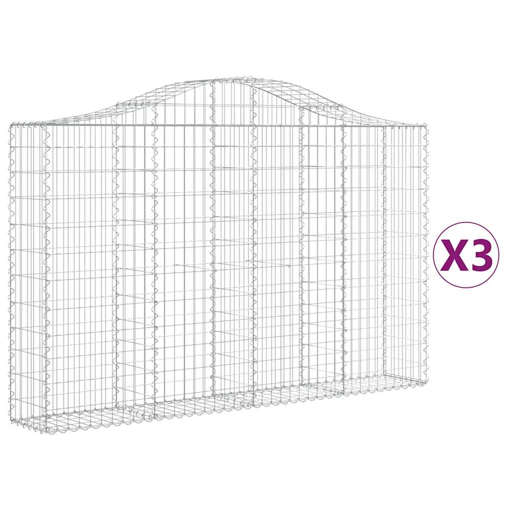 Cestas De Gaviones 3 Uds Forma De Arco Hierro 200x30x120/140 Cm_0