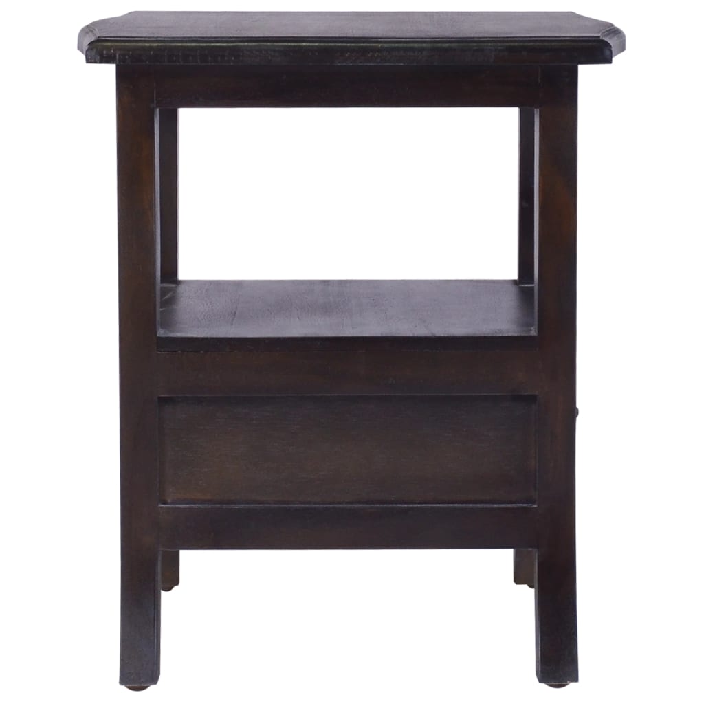 Mesita De Noche Madera Maciza De Caoba Negro Claro 40x40x45 Cm_2