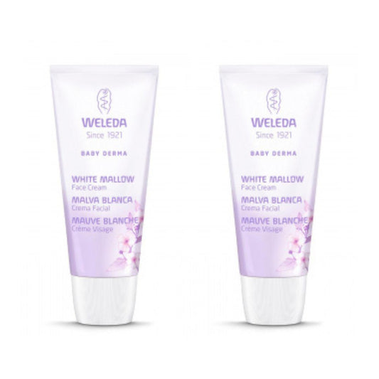 Embalagem de 2 cremes faciais Weleda White Mallow Baby, 50ml 