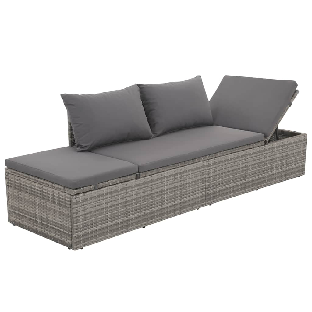 Vidaxl Cama De Jardín 195x60 Cm Ratán Sintético Gris_4