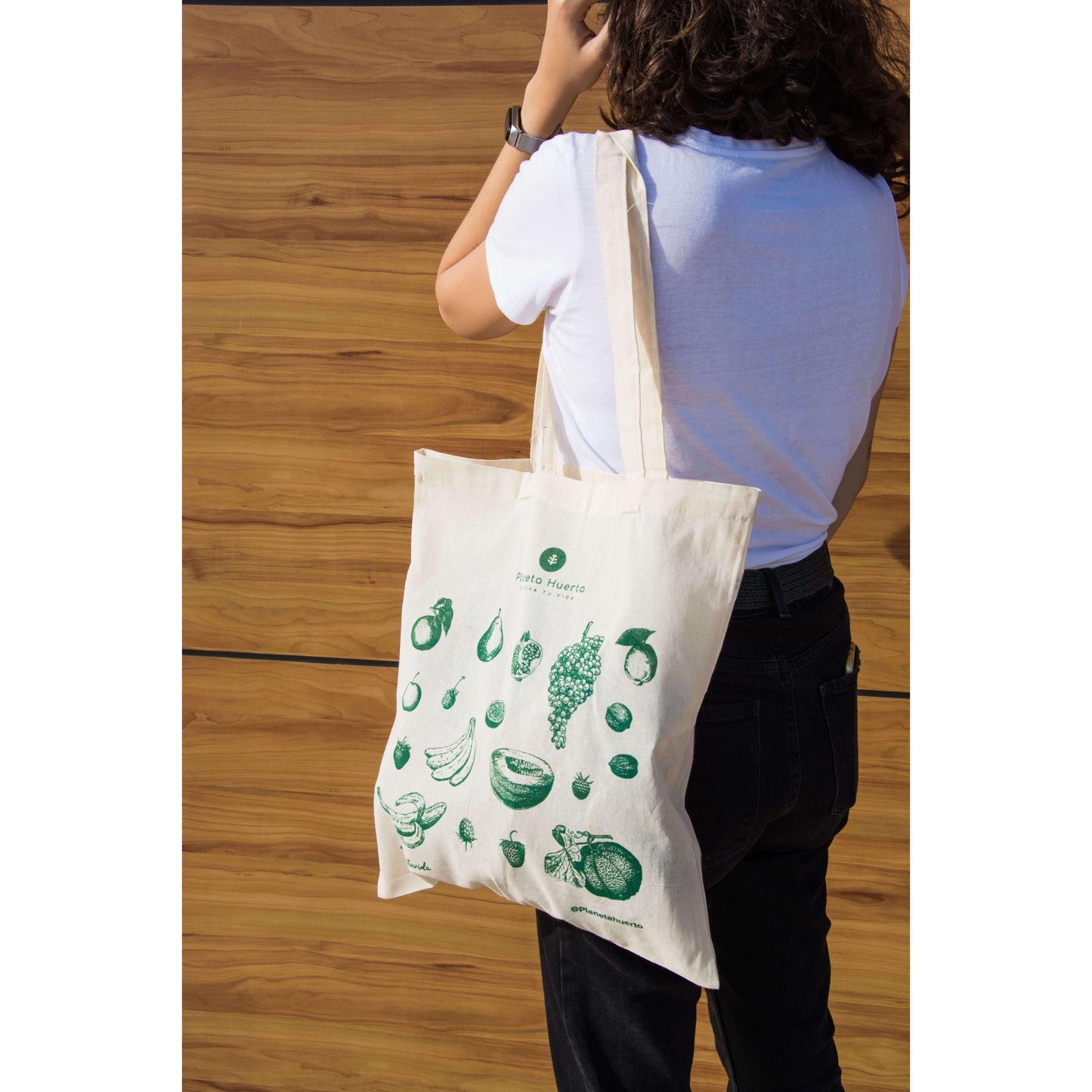 Bolsa de pano com estampado de frutas