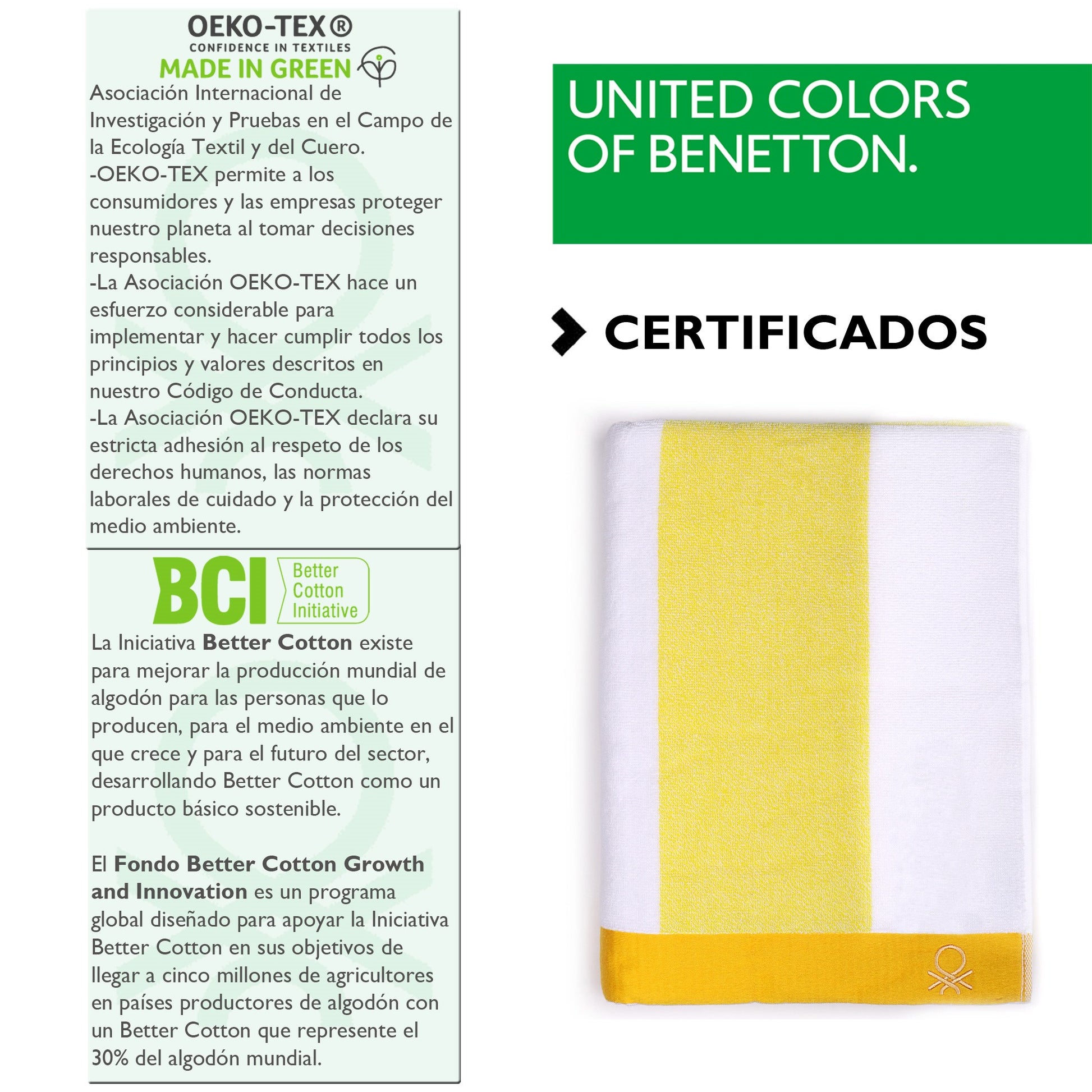Set 2 Toalla De Playa 90x160cm 450gsm Terry 100%algodon Amarillo Casa Benetton_1