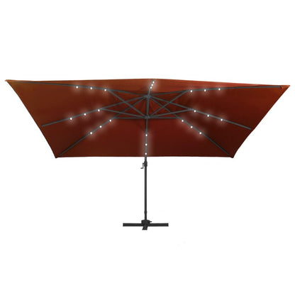 Vidaxl Sombrilla De Jardín Voladiza Con Luces Led Terracota 400x300 Cm_3