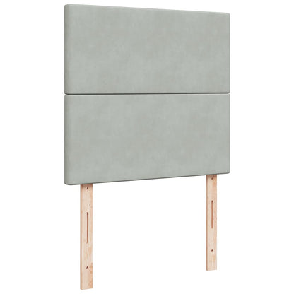 Cama Box Spring Con Colchón Terciopelo Gris Claro 80x200 Cm / Vetonek_3