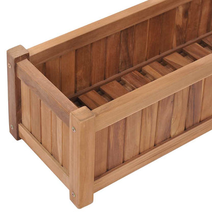 Arriate Elevado Madera Maciza De Teca 100x30x25 Cm_4
