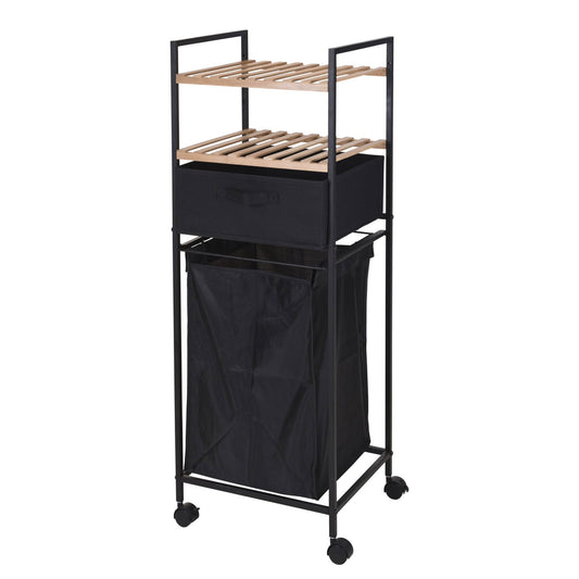 Well Home Estantería De Baño Con 2 Estantes + Bolsa De Lavandería En Poliéster De 40l, H.109cm_0