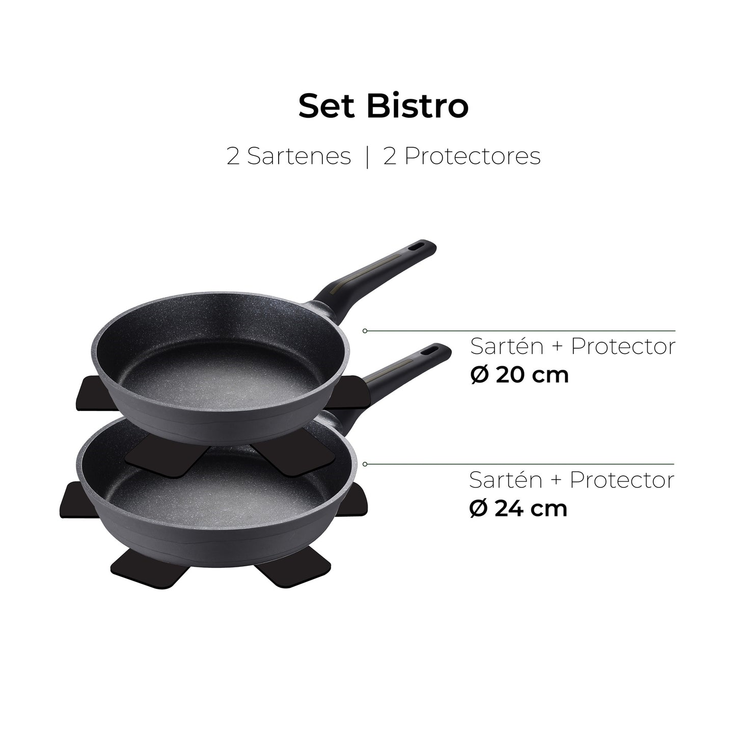 Set De 2 Sartenes Ø20ø24cm Con Protectores Bistro San Ignacio_1
