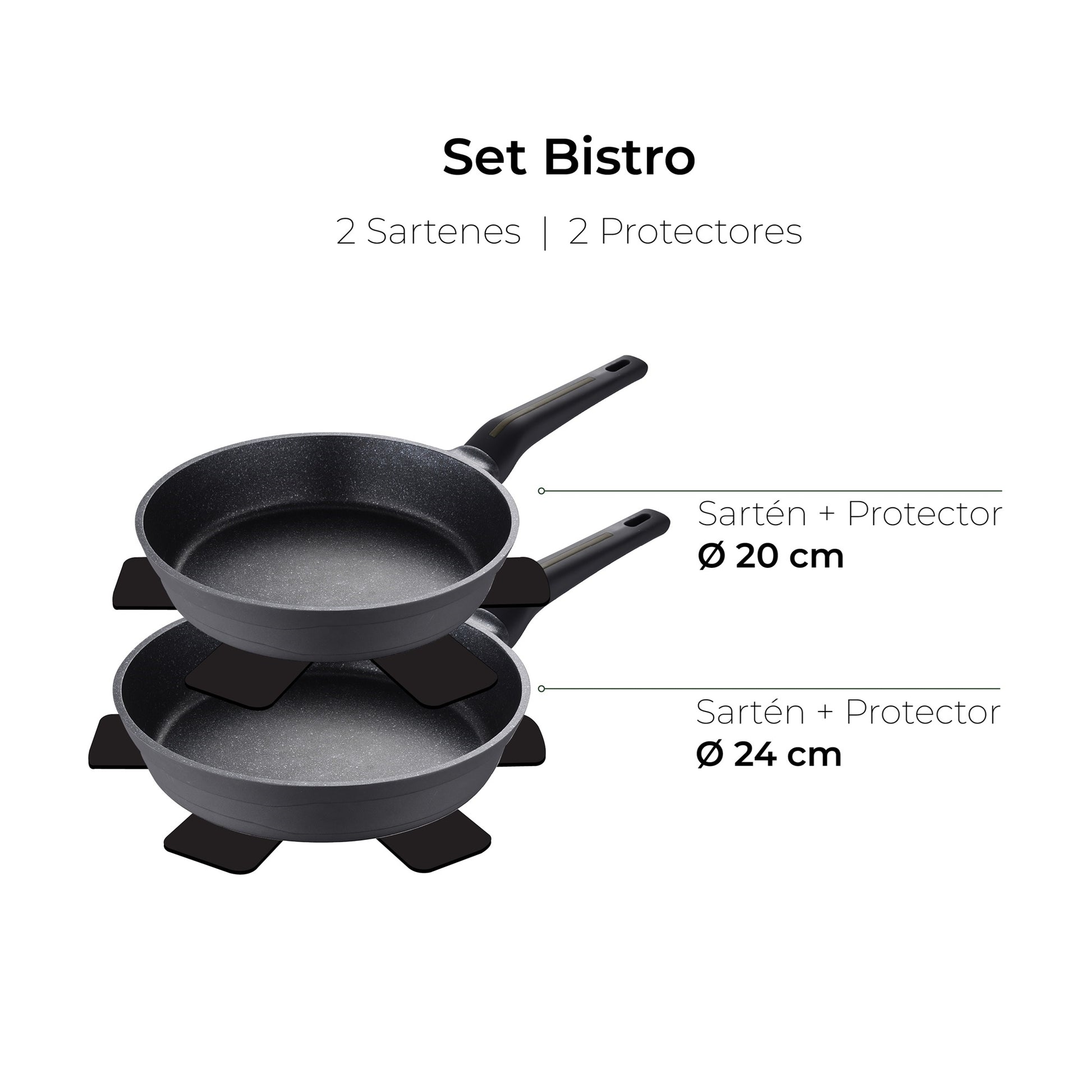 Set De 2 Sartenes Ø20ø24cm Con Protectores Bistro San Ignacio_1