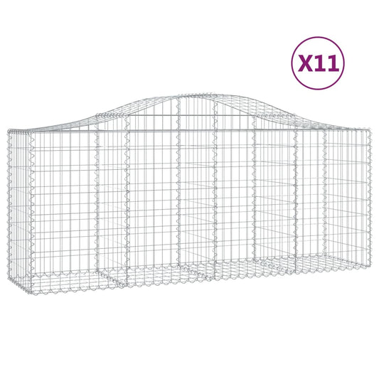 Cestas De Gaviones 11 Uds Forma De Arco Hierro 200x50x80/100 Cm_0