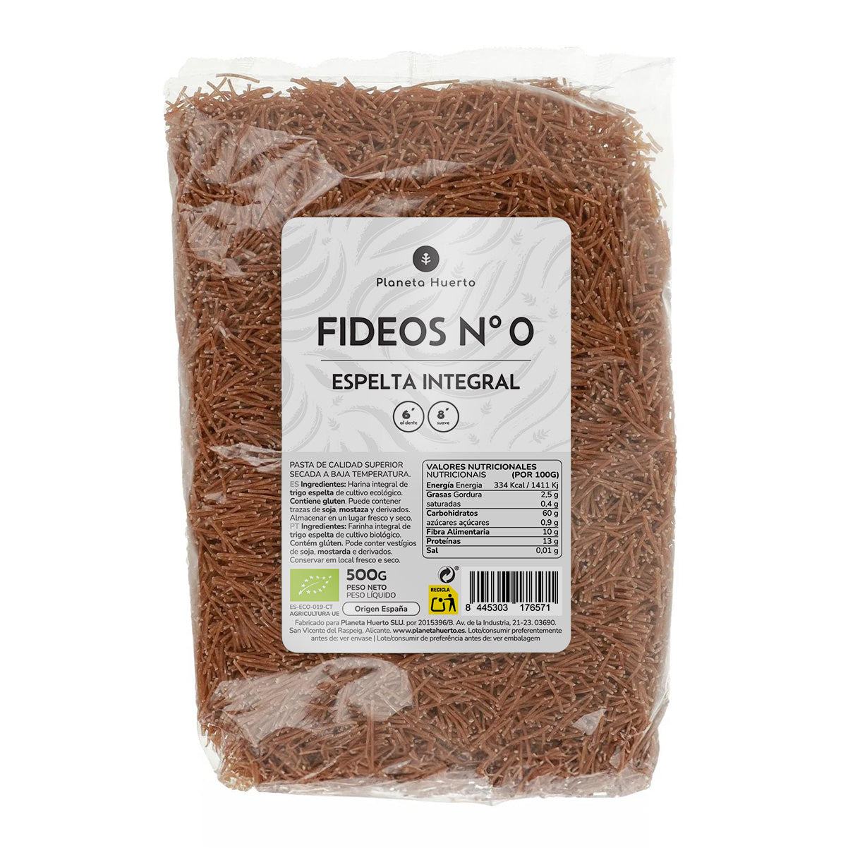 Noodles de Espelta Integral Biológica Planeta Huerto nº 0 500g