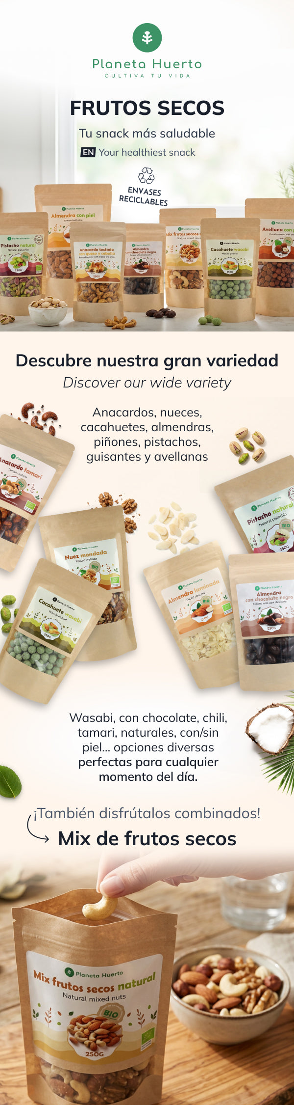 Amêndoas naturais com pele ECO Planeta Huerto 1 kg