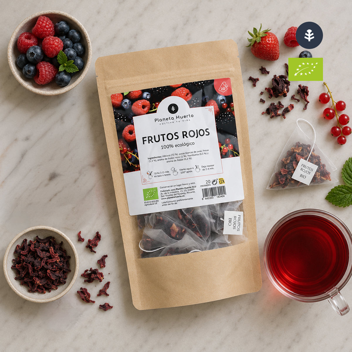 Infusão de Frutos Vermelhos ECO Planeta Huerto 20 pirâmides