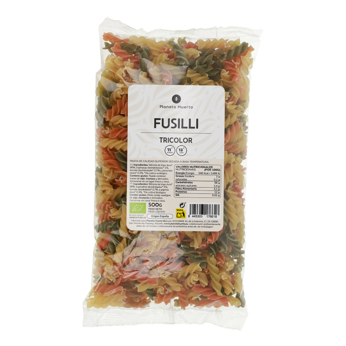 Tricolor Fusilli ECO Planeta Huerto 500 g