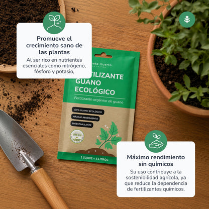 Guano Eco Fertilizante Planeta Huerto Saquetas para 5 L