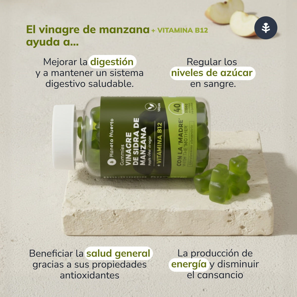 Gomas de Vinagre de Maçã com Mother Planeta Huerto 50 gomas