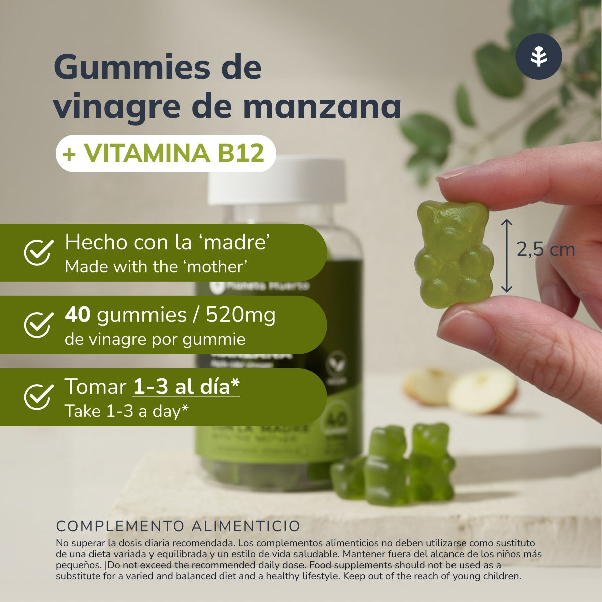 Gomas de Vinagre de Maçã com Mother Planeta Huerto 50 gomas