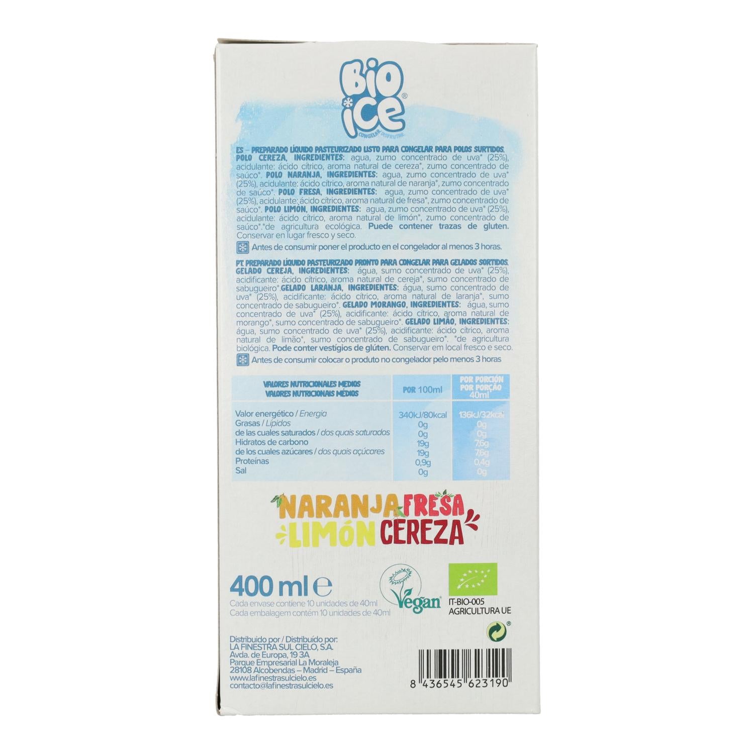 Pack 2x Polos Bio Ice La Finestra Sul Cielo 400 ml