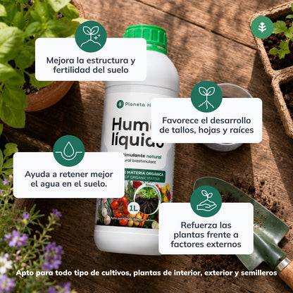 Humus Líquido Concentrado Bioestimulante Natural 1L Planeta Huerto