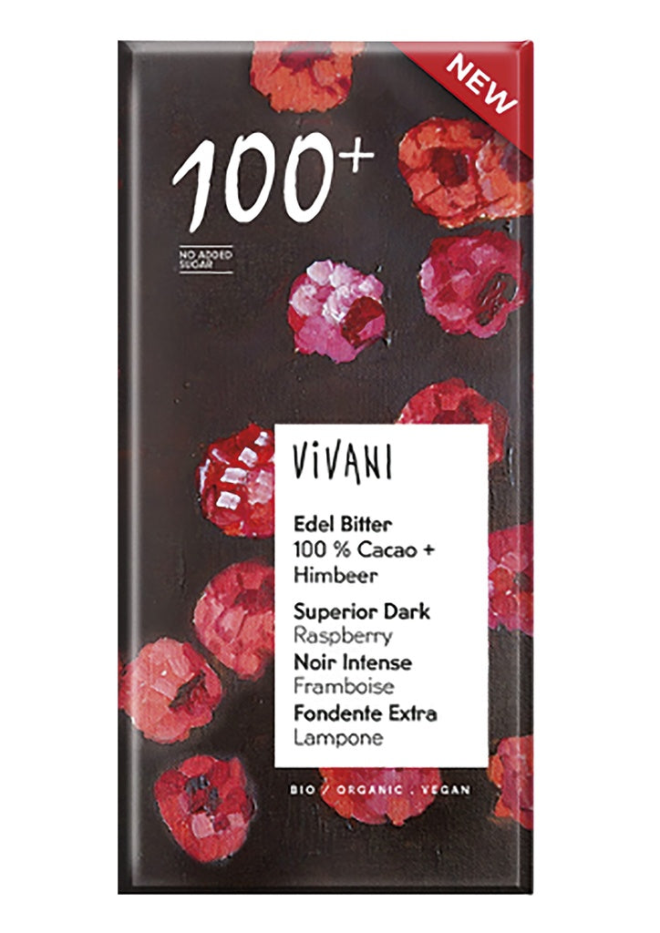 Chocolate Negro Superior 100% con Frambuesa BIO Vivani 80 g