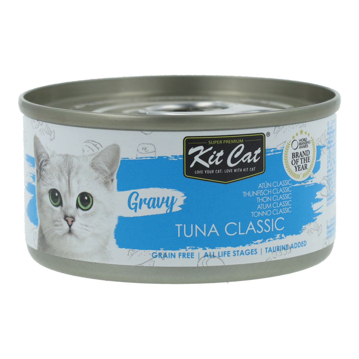 Pack 24x Kit Cat Lata Gravy - Atún Classic 70 g Comida húmeda para gatos en salsa