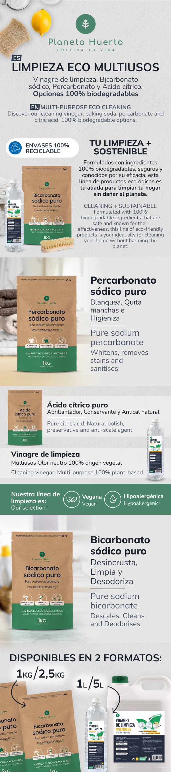 Pacote de limpeza Eco Zero Waste XL Planeta Huerto