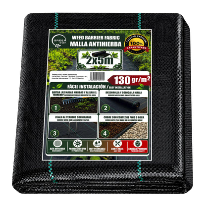 GREEN GOF Malla Antihierbas Premium 2x5m, 130g/m² - Ultra Resistente. Alta Estabilización Uv, Permeable Y Transpirable._0