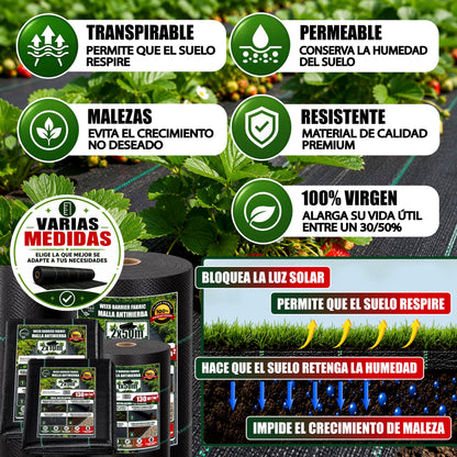 GREEN GOF Malla Antihierbas Premium 2x5m, 130g/m² - Ultra Resistente. Alta Estabilización Uv, Permeable Y Transpirable._2