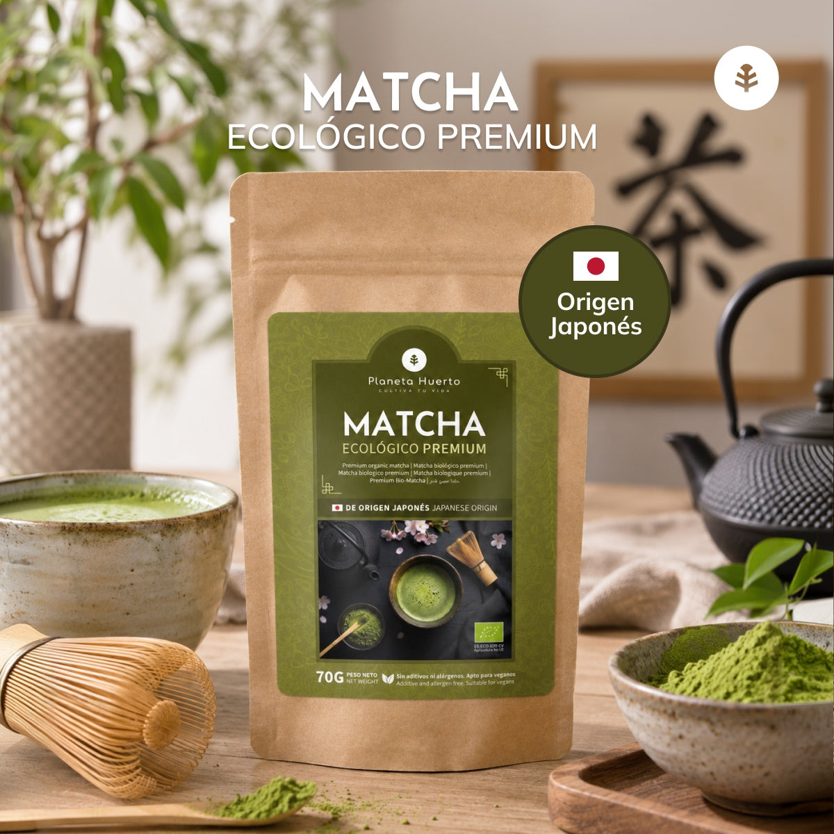 Matcha Japonés Premium Planeta Huerto 70 g