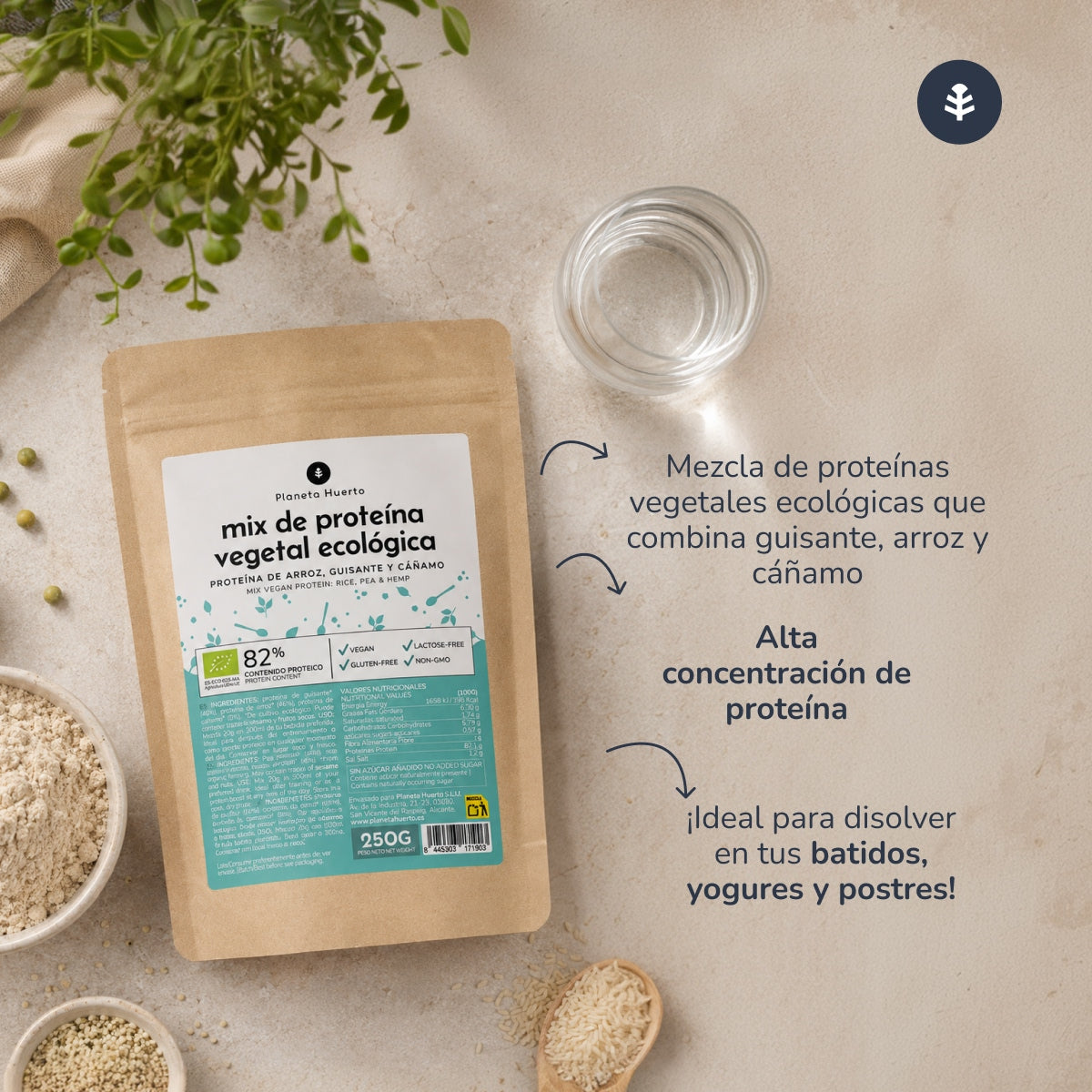 Mix de proteína vegan Planeta Huerto para atletas 250g
