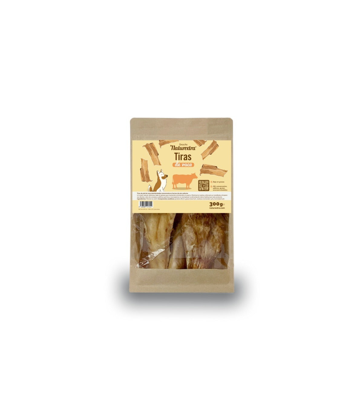 Snack natural para perros de tiras de piel de vacuno 300 g NaturExtra