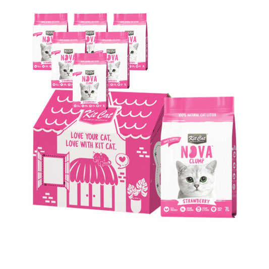 Pack de 6 Kit Cat Arena Eco SoyaClump - Areia para gatos Morango 7 L