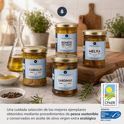 Pack 12x Atún claro MSC en aceite de oliva virgen extra ECO Planeta Huerto 200 g