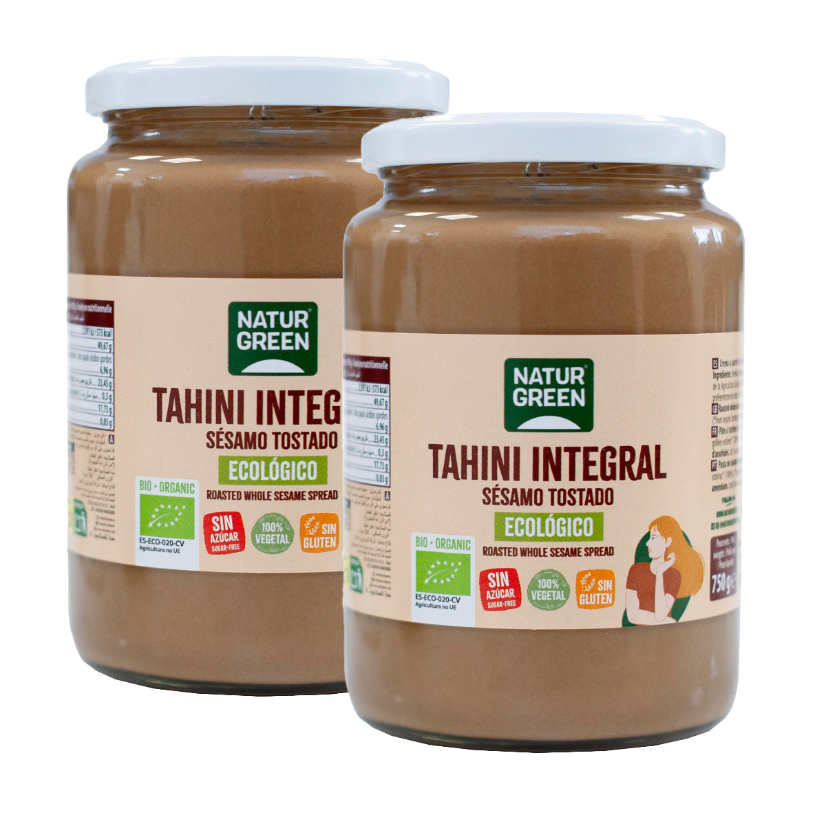 Embalagem de 2 Tahine Torrado Naturgreen 2 unidades de 800 gr