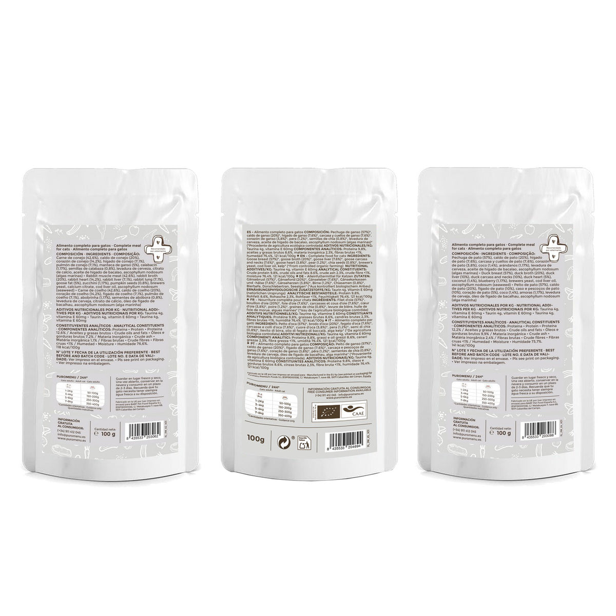 Pack degustación Comida Húmeda BIO para gatos Puromenu 6x100g