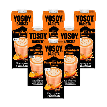 Pack 6x Bebida de Avena Pumpkin Spice Barista YOSOY 1L