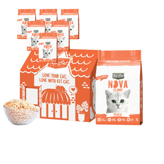 Pack de 6 Kit Cat Arena Eco SoyaClump - Areia para gatos Pêssego 7 L