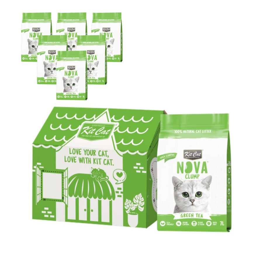 Pack de 6 Kit Cat Arena Eco SoyaClump - Areia para gatos de chá verde, 7 L