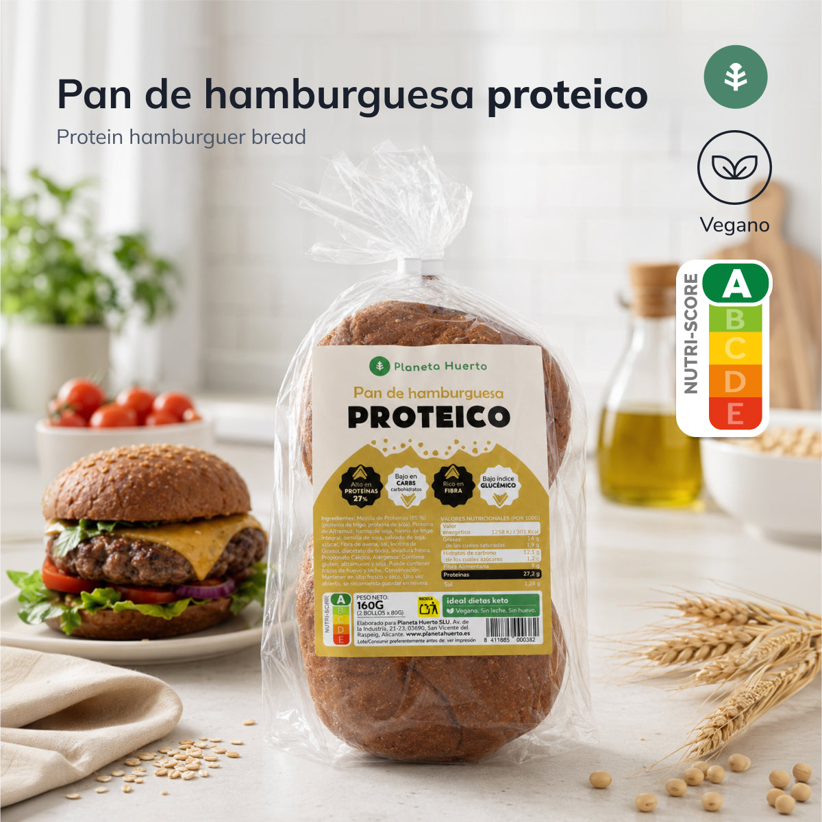 Pãezinhos de Hambúrguer Proteicos Planeta Huerto, 2 x 80 gr 