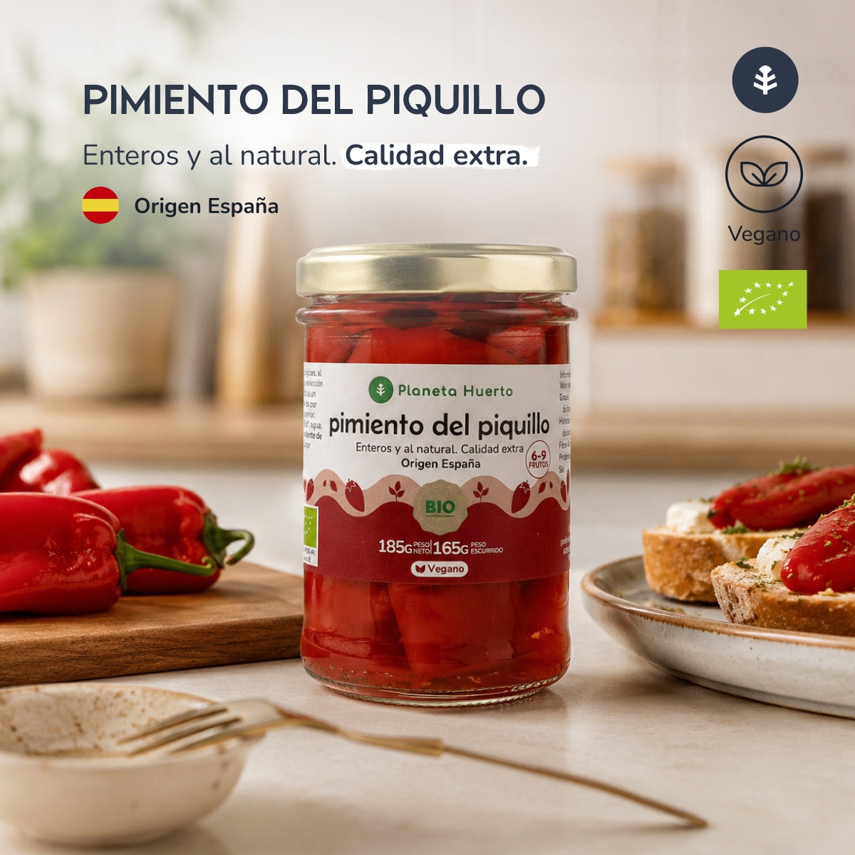 Pimento piquillo inteiro ECO Planeta Huerto 185g
