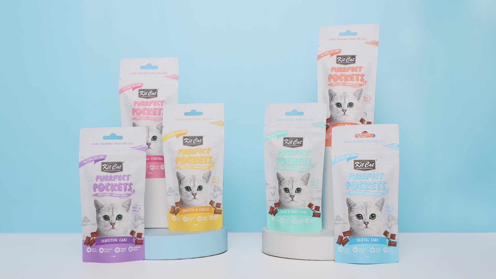 Kit Cat Purrfect Pockets - Controlo de Bolas de Pelo 60 g Lanche funcional para gatos