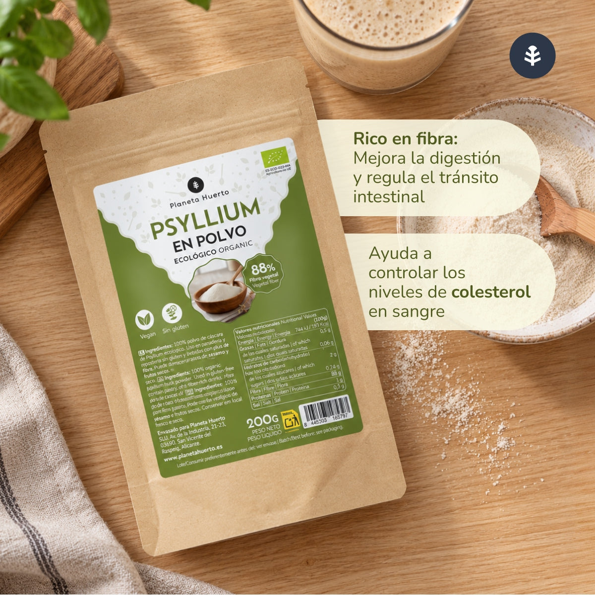 Psyllium em pó Eco Planeta Huerto 200 g